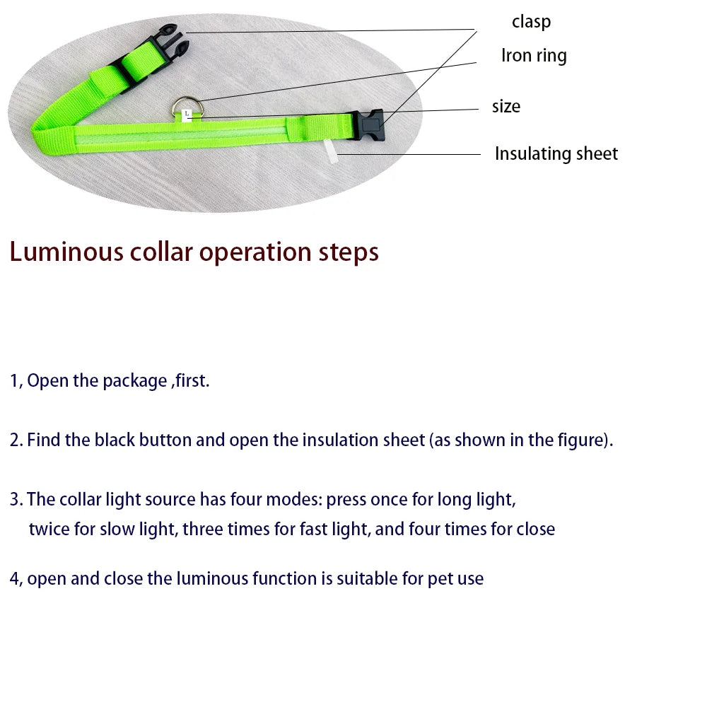 Light Up Their Walks – Glow-in-the-Dark Adjustable Dog Collar